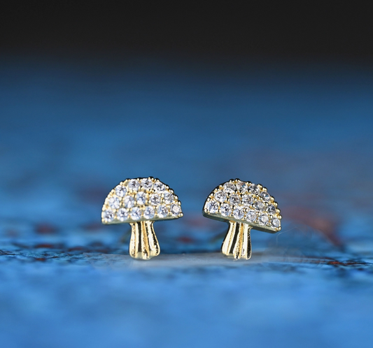 CRYTAL MUSHROOM STUD EARRINGS