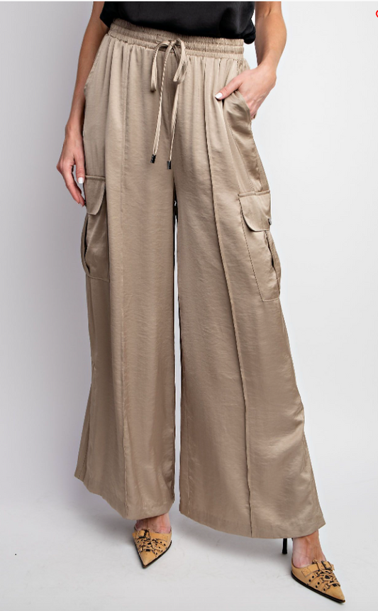 SATIN CARGO PANTS